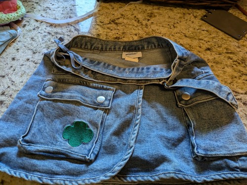 Denim GIrl Scout Utility Wrap Skirt Size S - Picture 2 of 2