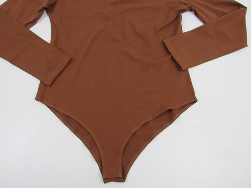 MANGDIUP Brown Long-Sleeve V-Neck Stretchy Women's Size XXL Bodysuit - Picture 3 of 14