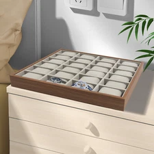 24-Compartment Watch Box Grey Watch Box Organizer for Men and Woman Elegant