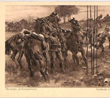 GERMANY WW1 1915 Art Postcard Cavalry HORSES Military {samwells-covers}PH174