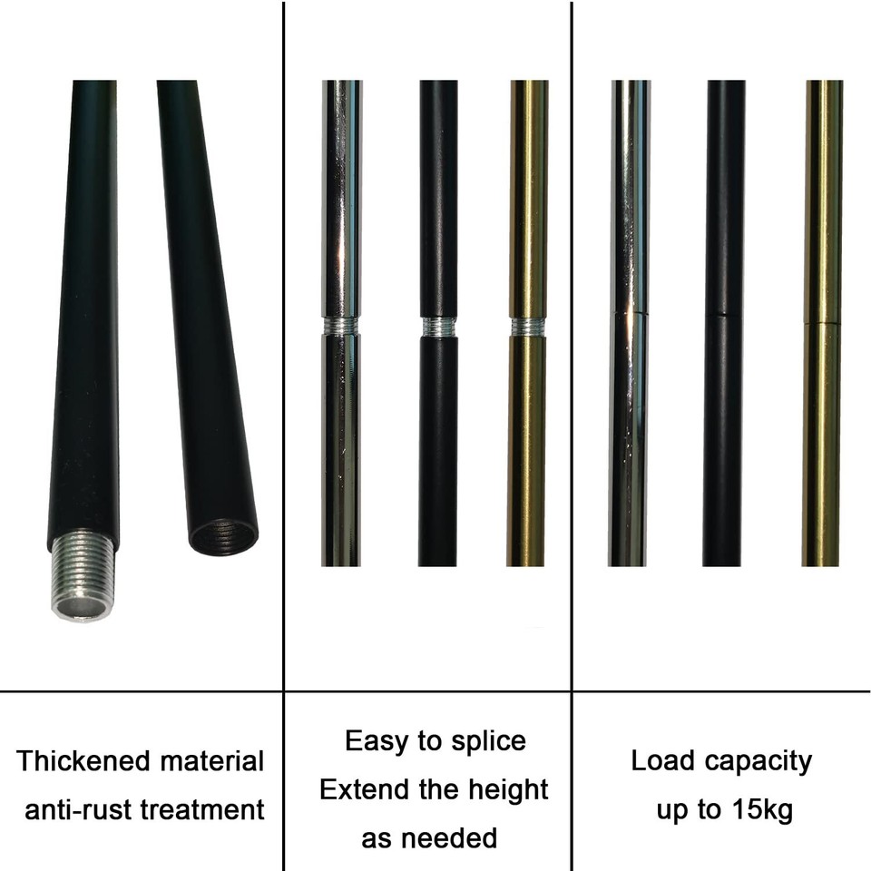 Matte Black M10 Threaded Extension Rod for Pendant Light, Island