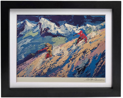 LEROY NEIMAN ''Downers'' CUSTOM Framed Matted Plate Signed Vintage Skiing Print