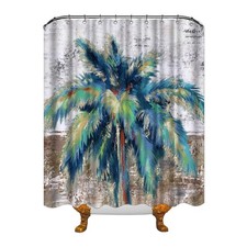 Tropical Shower Curtain Palm Tree Shower Curtain for Bathroom Decor Green and...