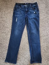 Democracy Jeans 8 Ab Solution Blue Stretch Denim Distressed Tummy Control