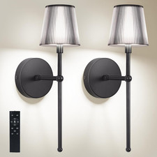 Battery Operated Wall Sconces Set of 2, Wireless Wall Sconce with Remote Dimmabl