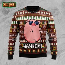 Hamsome Cute Pig Xmas Ugly Christmas Sweater