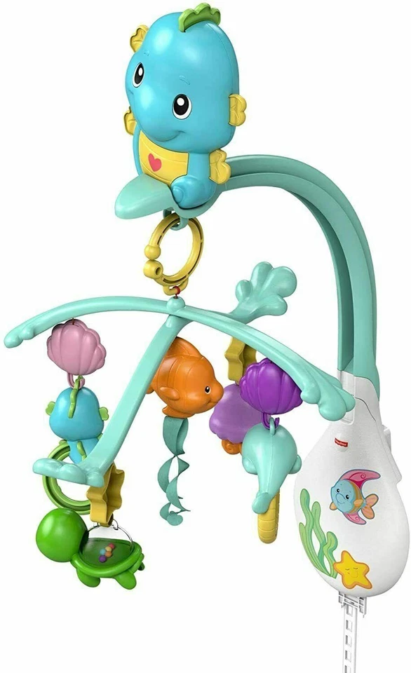 Fisher Price 3 en 1 calmar y jugar caballito de mar móvil DFP12 juguete para bebé nuevo Foto 4 de 4