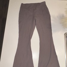 SO Brown Knit Pants Women Cotton/Spandex Stretch Elastic Waist Flare Casual