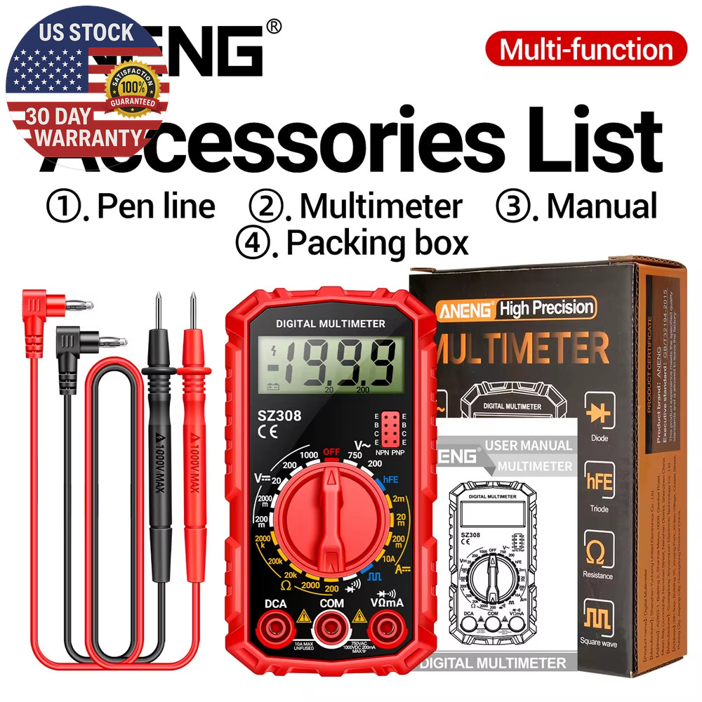 SZ308 Digital Multimeter Voltage Resistance Meter AC/DC Current Meter Electricia