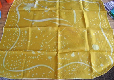 De Mura Yellow Silk Rayon  Scarf Japan ~ 22'' Square ~
