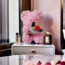 Foam Rose Teddy Bear Carry Bouquet. Ideal for Weddings, Mother'S Day, Thank You