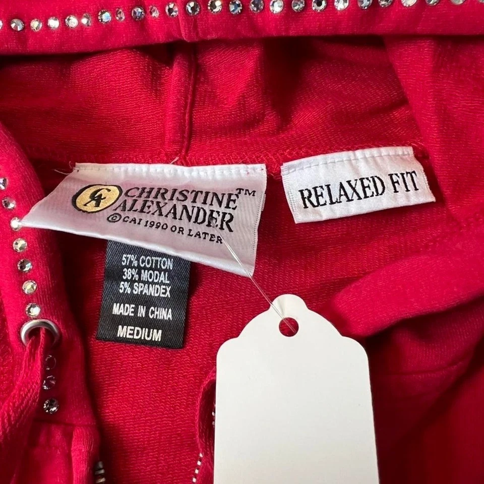 De colección Christine Alexander Relajado Rojo Cremallera Completa Sudadera con Capucha Chaqueta Deslumbrante Talla M Foto 3 de 4