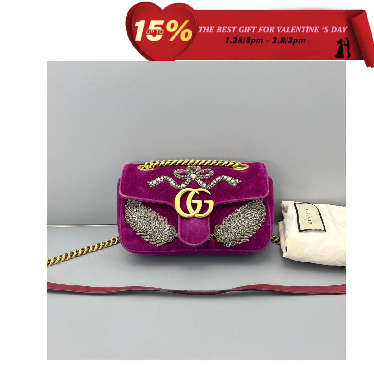Gucci small GG Marmont Velvet Matelassé Shoulder Bag | eBay