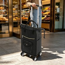Grocery Cart on Wheels Shopping Cart for Groceries Foldable Shopping Cart Black