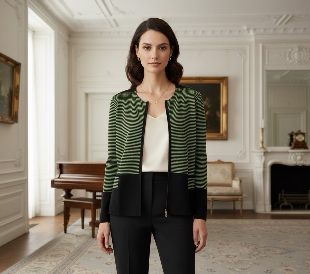 Misook Luxe Knit Cardigan Women’s Size Large Full Zip Minimalist Old Money $448