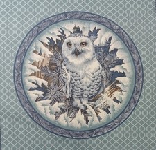 Vintage Mid Winter Dream "Owl" Cotton Fabric Panel 16.5"x16.25"