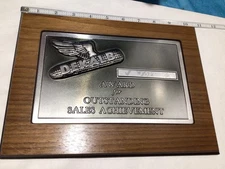 Vintage DEKALB Seeds Hybrids Outstanding Sales Award Plaque 1972 Silver Wing