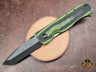 Emerson Knives CQC-7B-NW Black & Green Contoured G10 Scales TF Tanto Blade