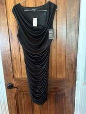 NWT Express Size M Black Ruched Bodycon Sheath Dress Sleeveless Lined NEW