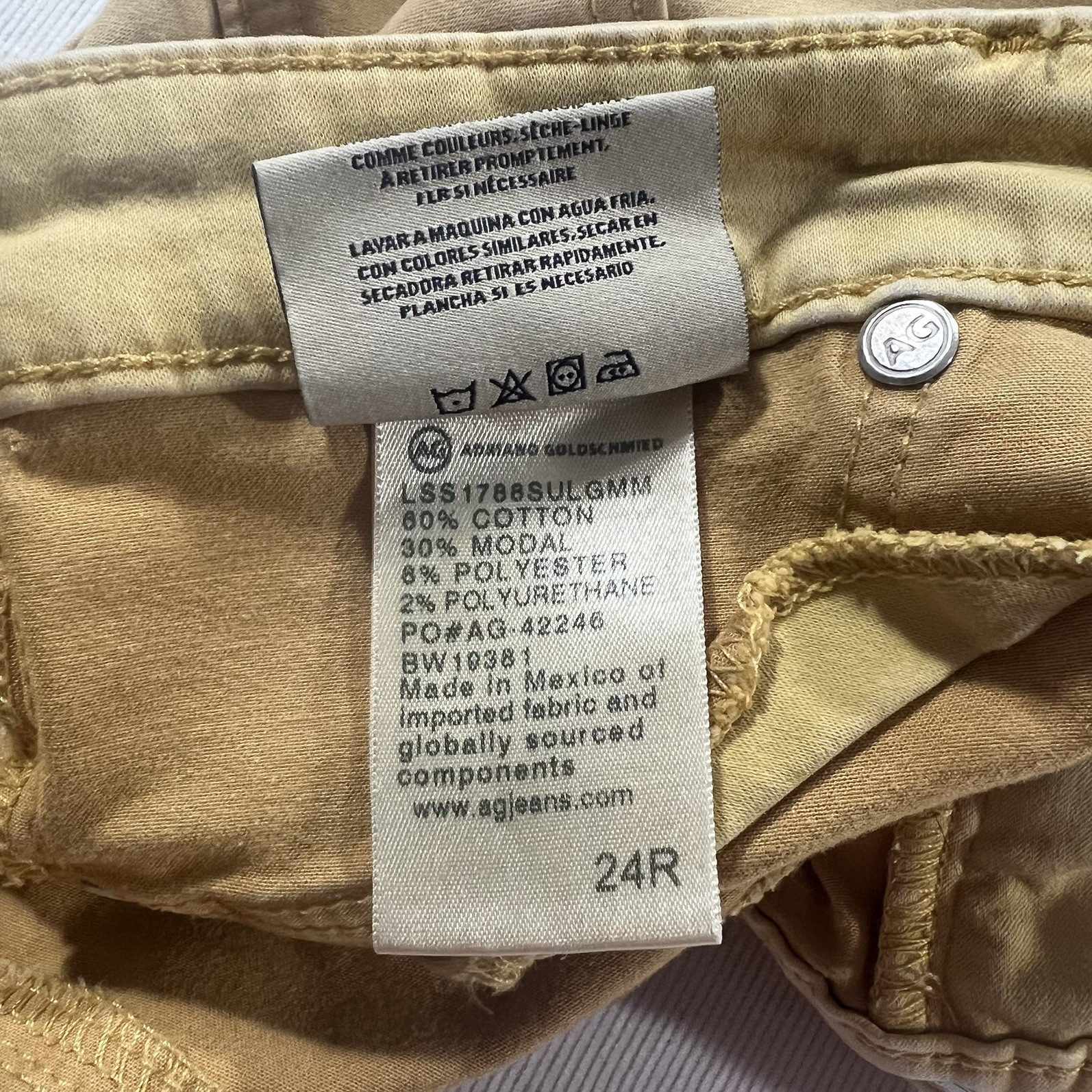 AG Adriano Goldschmied Abbey Ankle Skinny Jeans Womens 24R Gold Stretch thumbnail 7