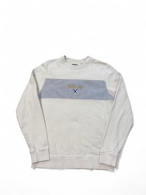Barbour honour panel embroidered crewneck sweatshirt cream M mens