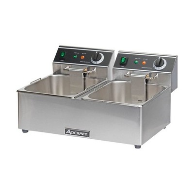 Adcraft DF-6L/2 Double Tank Countertop Electric Deep Fryer w/ 2 Fryer Baskets...