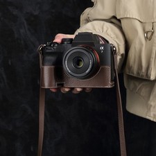 For Sony A7M5 ILCE-7M5 Handmade Genuine Leather Half Case Bag Cover