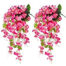 Artificial Fake Hanging Flowers Plants for Outdoor, Faux Silk Hibiscus Long T...