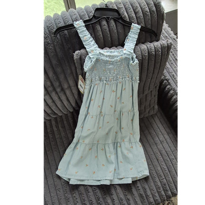 Levi's Girls Floral Light Blue Smocked Ruffle Sundress 4T Sleeveless Cotton