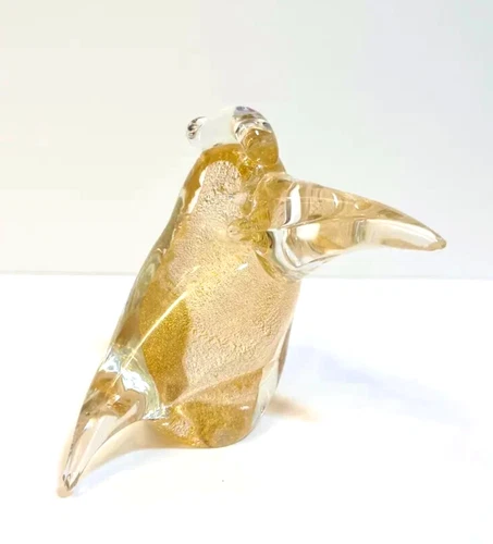 Vintage Murano Glass 24K Gold Gambaro & Poggi Attributed Toucan/Bird
