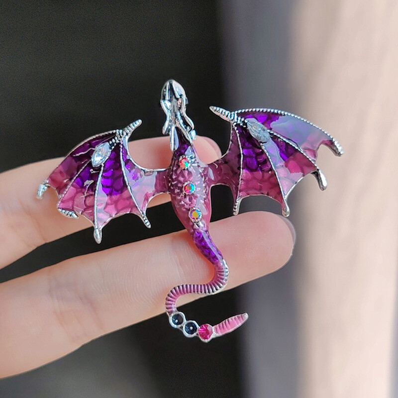 Drachen Brosche Vintage - Fliegender Drachen Revers Pin Mit Strass Steinen