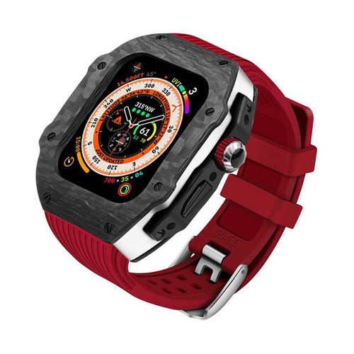 For Apple Watch Ultra2 49mm 987654SE Mod Kit Carbon Fiber Case Fluororubber Band - Picture 25 of 40