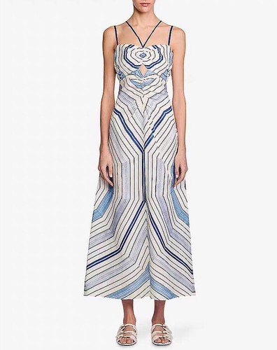 Abito donna Sandro floreale senza schiena aderente e svasato slip midi - Foto 1 di 6