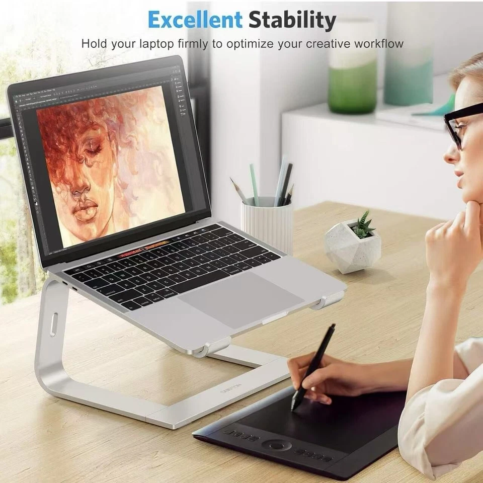 OMOTON 11-16 inch Laptop Stand Detachable Mount Aluminum Holder for Desk Silver - Image 4 of 4
