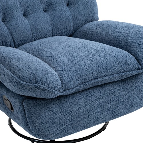360° Swivel Recliner Sofa Chair Chenille Glider with Black Metal Base - Teal - Picture 6 of 14