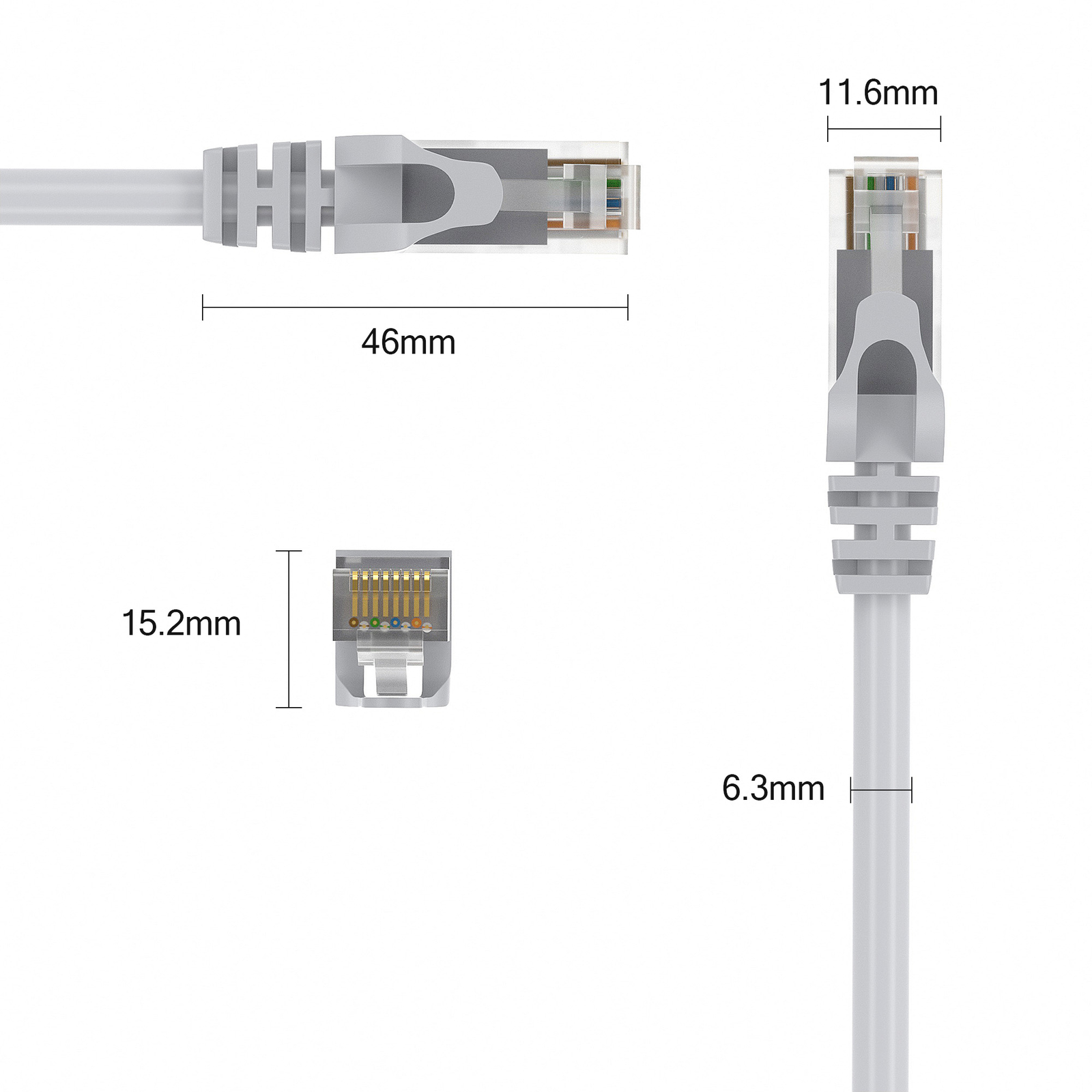 15m CAT 6 Patchkabel (grau) – Netzwerkkabel, RJ45, Für LAN, DSL, Router & Co.