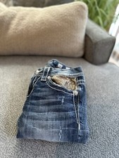 Miss Me Embellished Distressed Skinny Denim Jeans Women  s Sz 26 Style JE8039CKN