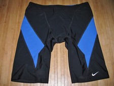 NIKE Swimsuit JAMMER Size 38 Polyester SPANDEX Swim Suit BLACK with BLUE