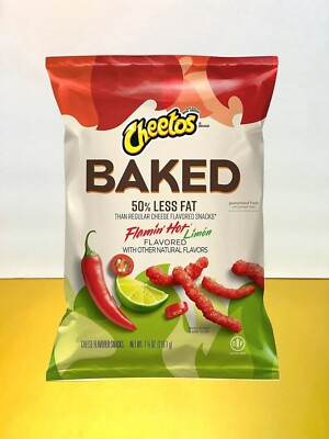  New Cheetos Baked 50% Less Fat Flamin Hot Limon Crunchy Cheese Cheddar 7.5oz