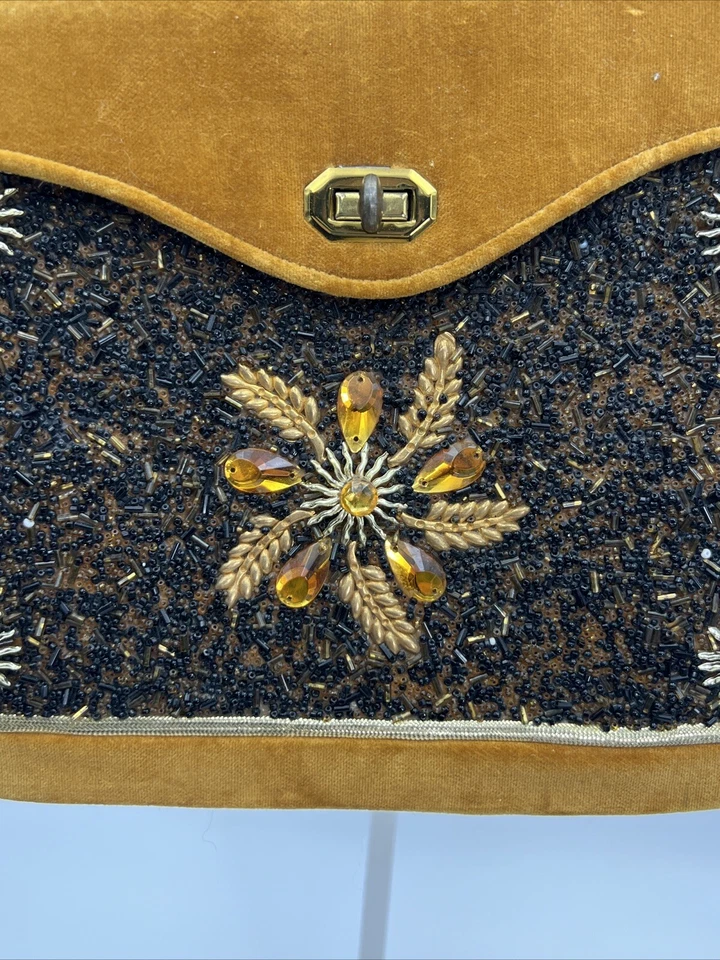 Bolso de Mano Vintage Avanti Floral con Cuentas Miami Chas-Kahn Hecho en EE. UU. Años 50 Con Etiqueta Foto 2 de 4