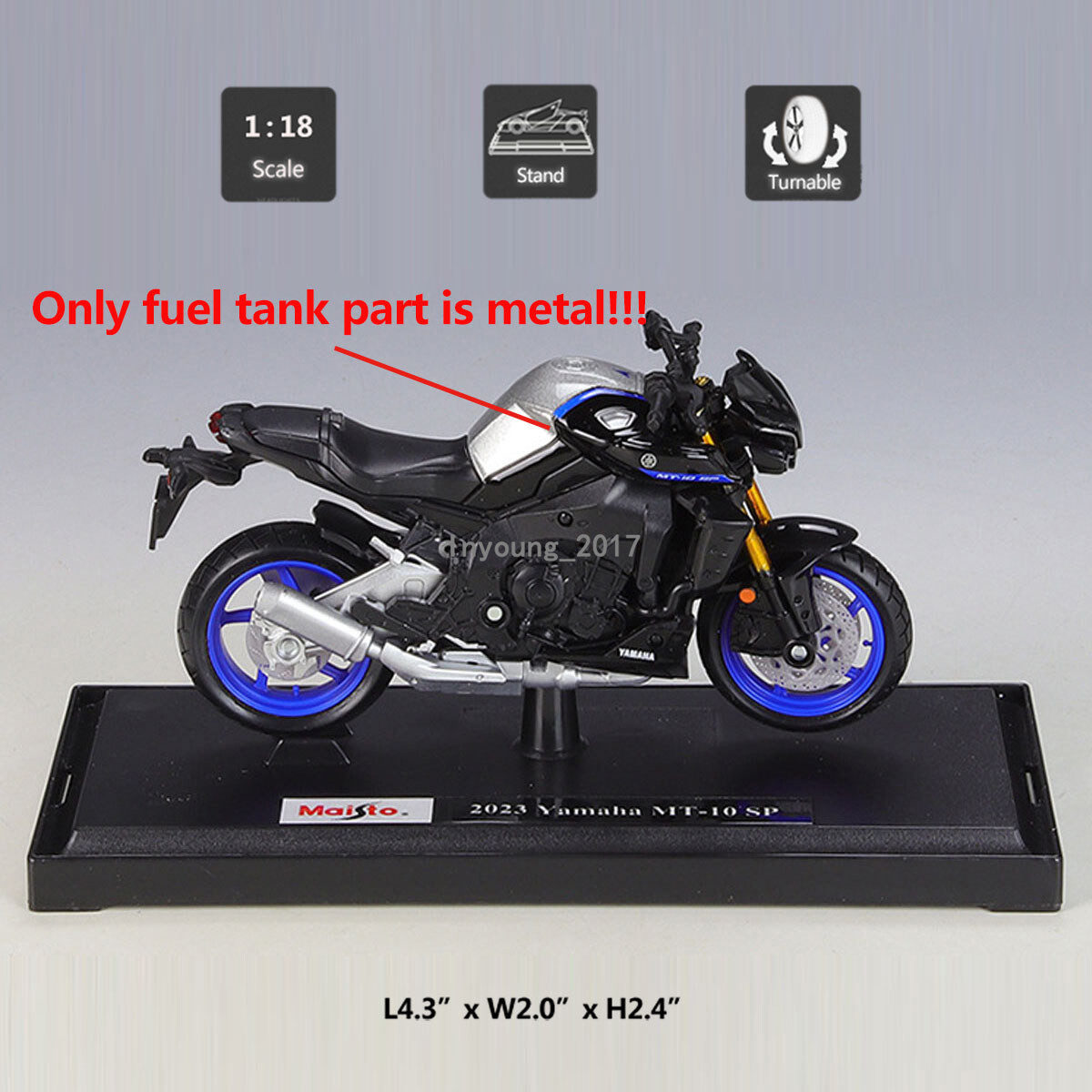 1:18 2023 Yamaha MT-10 SP Motorcycle Model Diecast Boys Toys for