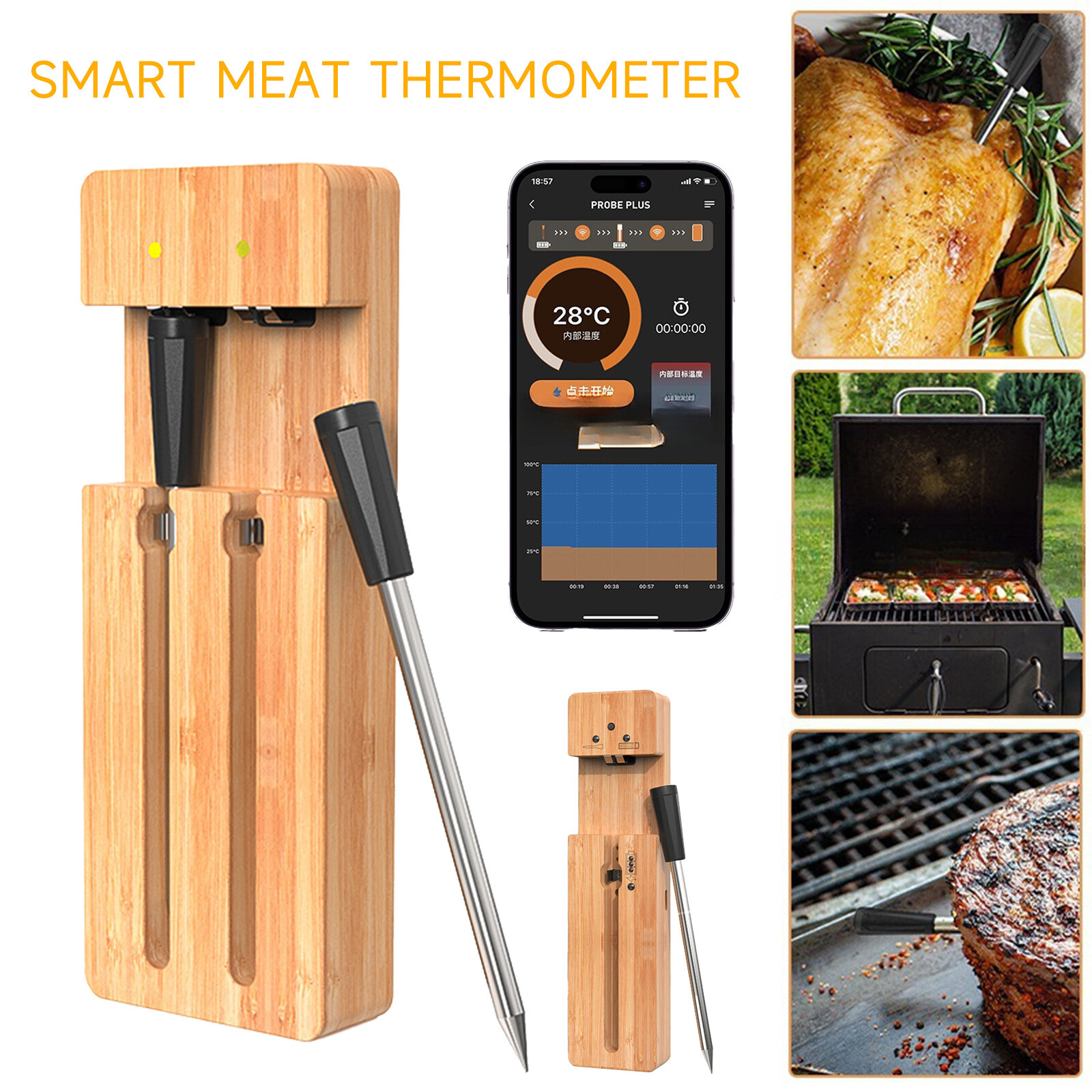 Smart Meat Thermometer with Bluetooth | 165ft Wireless Range FM212/FM205-image