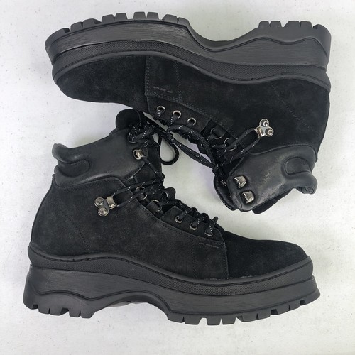 Black Suede Leather Lace Up Boots $350 