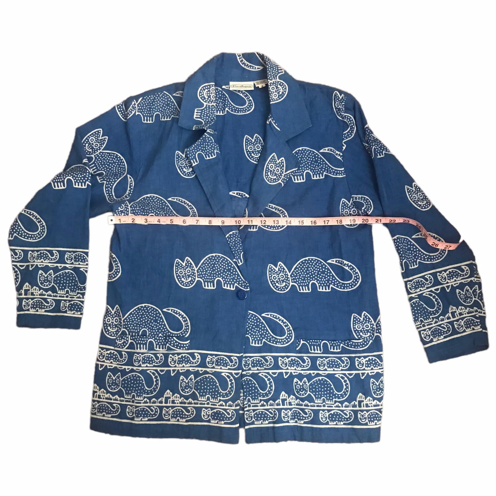 Patchington Blue Cat Lover Open Front Jacket  Sma… - image 6