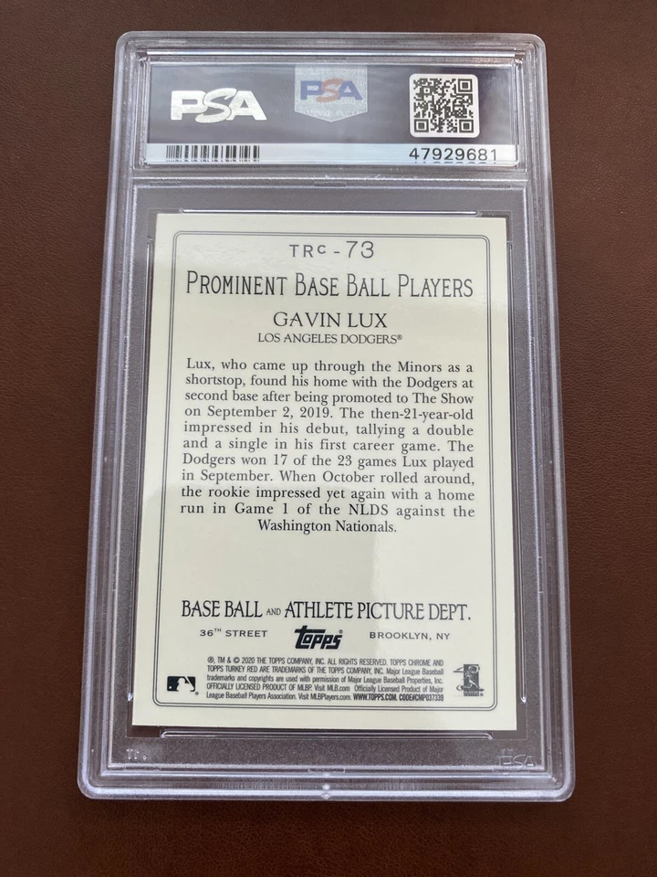 Gavin Lux 2020 Topps Turkey Red Chrome RC!! #TRC73 PSA MINT 9  - Image 4 of 4