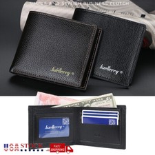 Men Short Wallet PU Leather Bifold Multi-Card Slots Case Clip Coin Purse Pocket