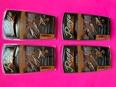 4 packs Rage Crossbow Hypodermic Broadheads 100 Grain 2" Cut Slipcam Rear Deploy
