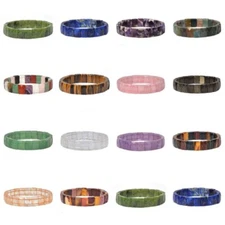 12mm Fashion faceted gemstone rectangle beads stretchable bracelet 7"