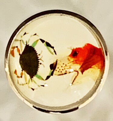 Charley Harper Hunting Dog Hound Meets Crab 1'' Glass Sewing Button CH773