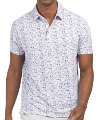 NWT MENS Ibkul Lavender & Black Sponge Paint Short Sleeve Polo M L XL XXL